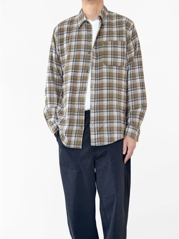 Threemix Vyriški flaneliniai marškiniai – laisvas kirpimas, ilgomis rankovėmis, apykaklė su lapeliu, languotas raštas, pūkuota tekstūra