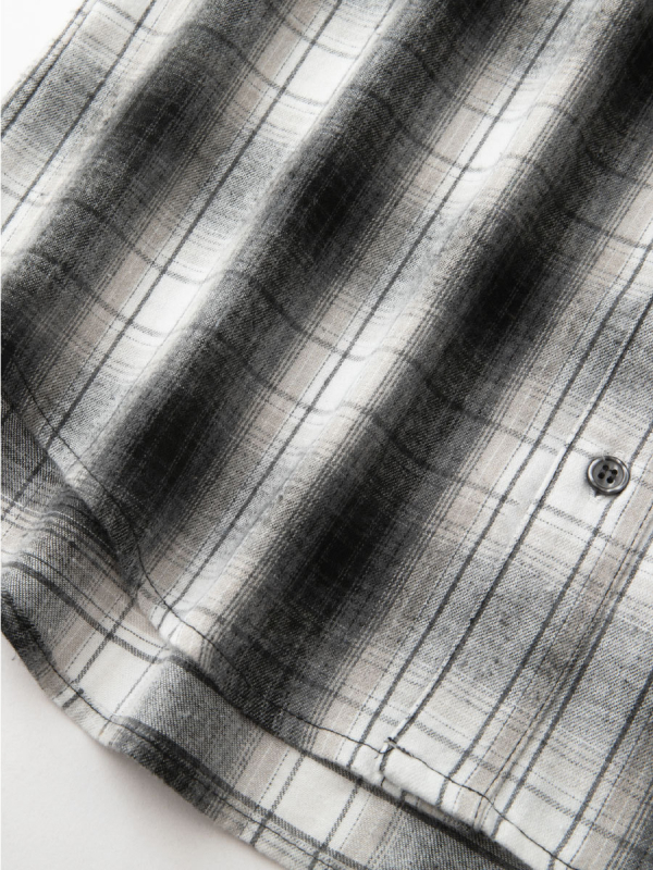 Threemix Vyriški flaneliniai marškiniai – laisvas kirpimas, ilgomis rankovėmis, apykaklė su lapeliu, languotas raštas, pūkuota tekstūra