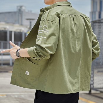 Vyrų marškiniai-švarkas su gobtuvu, poliesterio audinys, smaili apykaklė, ilgos rankovės, laisvas kirpimas