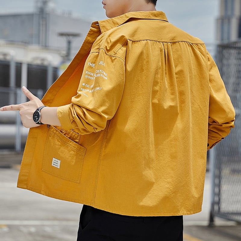 Vyrų marškiniai-švarkas su gobtuvu, poliesterio audinys, smaili apykaklė, ilgos rankovės, laisvas kirpimas