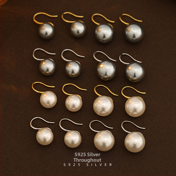 Under the Banyan Tree márkájú 925 ezüst fülbevaló, kör alakú gyöngy, U‑alakú lógó, retro stílus – Irodalom és Művészet