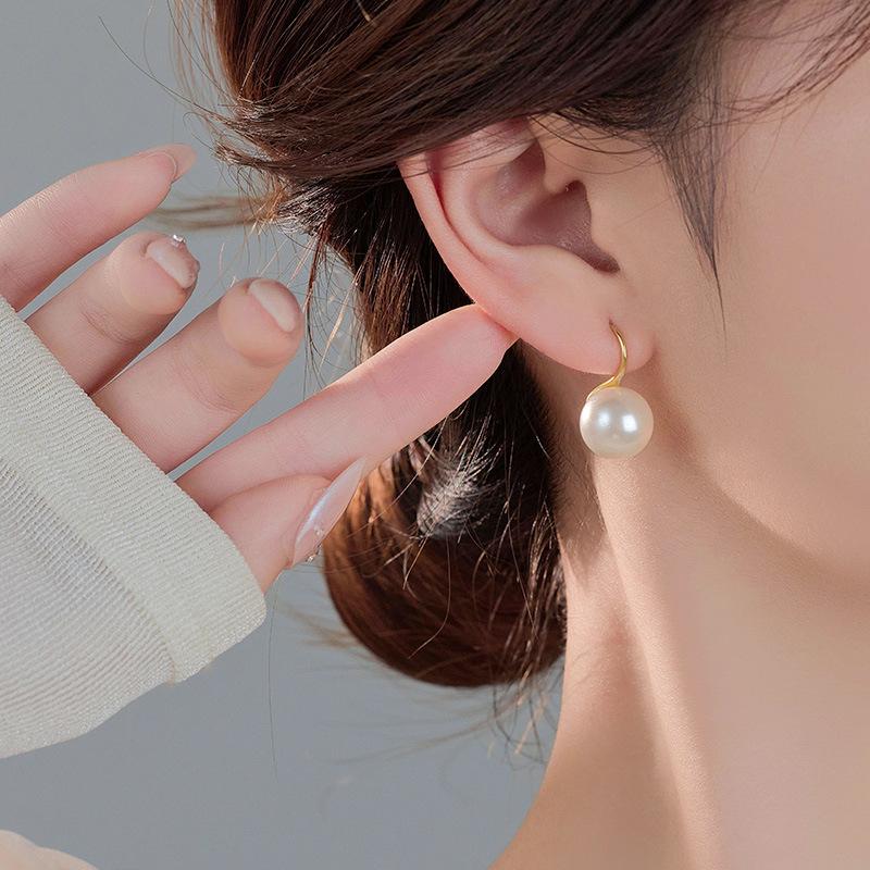 Обeци от 925 сребро, кръгла перла, U-образни висящи, ретро стил – литература и изкуство, Under the Banyan Tree