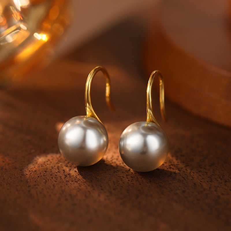 Under the Banyan Tree márkájú 925 ezüst fülbevaló, kör alakú gyöngy, U‑alakú lógó, retro stílus – Irodalom és Művészet