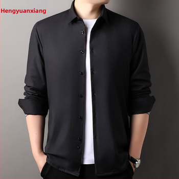 Vyriniai marškiniai su žąsų pūkų užpildais, Modal audinys, kvadratinė apykaklė, ilgos rankovės, prigludęs kirpimas, žiema 2024