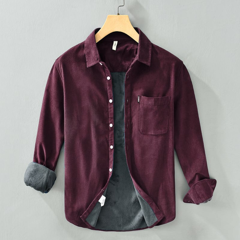 Vyriniai marškiniai, medvilnė, fliso pamušalas, ilgos rankovės, apykaklė su klopomis