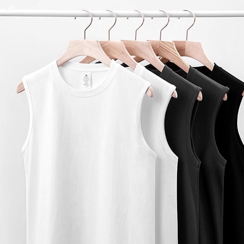 Vīriešu bez piedurknēm T-krekls, brīvs piegriezums, 100% kokvilna, 240 g svars, vasaras model