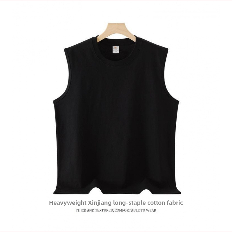 Vīriešu bez piedurknēm T-krekls, brīvs piegriezums, 100% kokvilna, 240 g svars, vasaras model