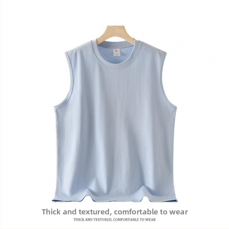 Vīriešu bez piedurknēm T-krekls, brīvs piegriezums, 100% kokvilna, 240 g svars, vasaras model