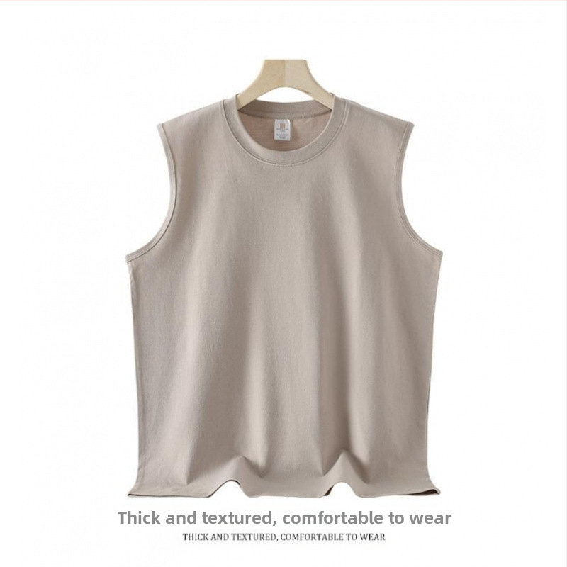 Vīriešu bez piedurknēm T-krekls, brīvs piegriezums, 100% kokvilna, 240 g svars, vasaras model