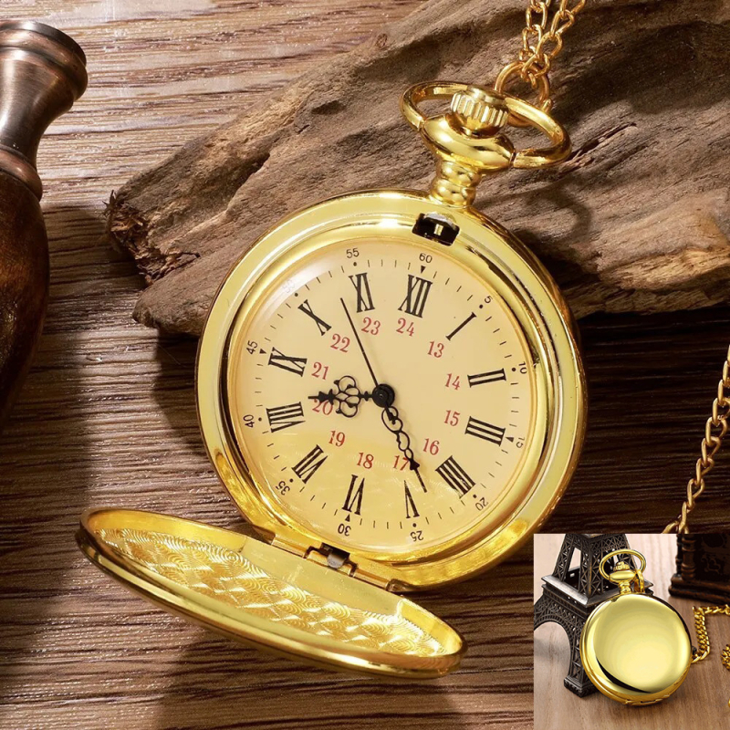 Muški džepni sat s retro sklopnim poklopcem, velikim brojčanikom 42 mm, kalendar, svjetleći elementi