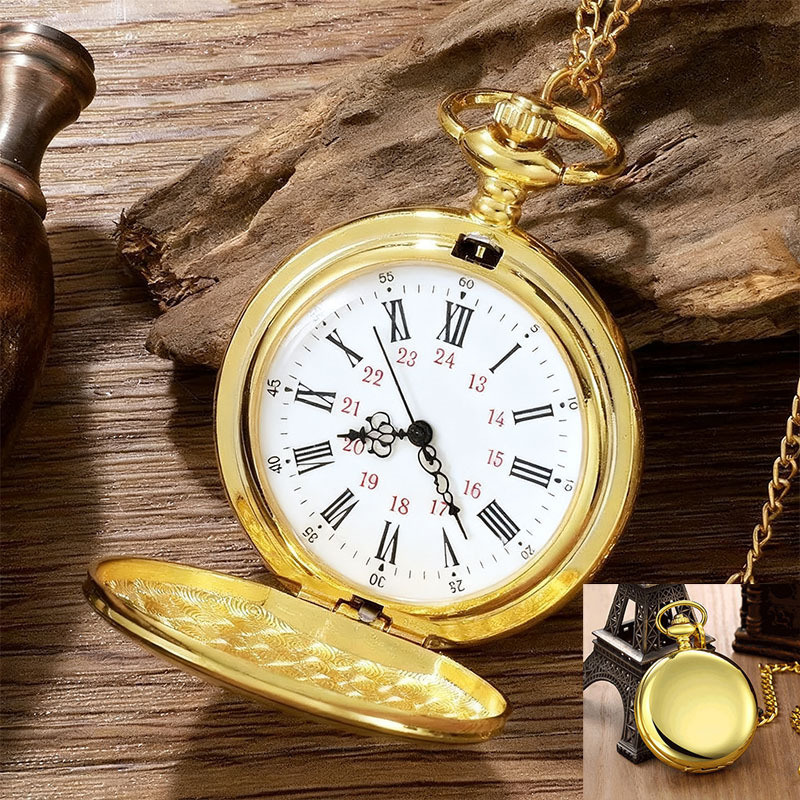 Muški džepni sat s retro sklopnim poklopcem, velikim brojčanikom 42 mm, kalendar, svjetleći elementi