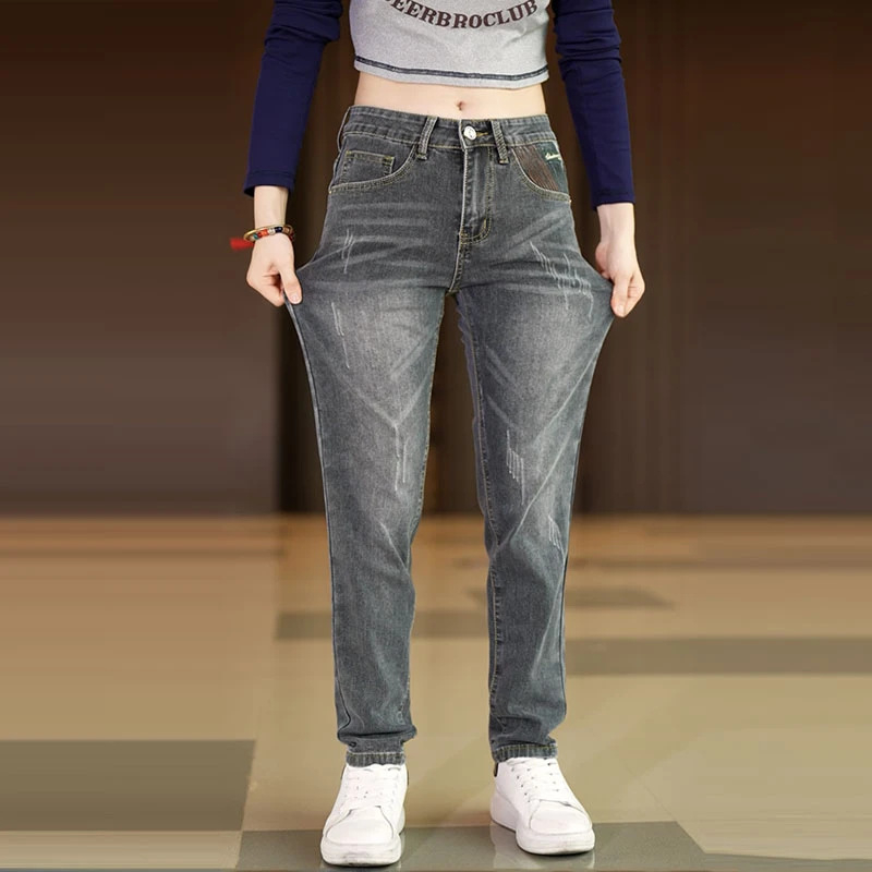 Muške traperice – korejski stil, ravne krojenje, srednji pojas, zatvarač, duljine petčetvrtina