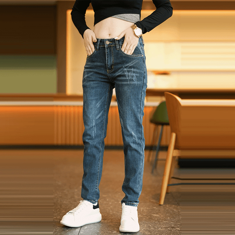 Muške traperice – korejski stil, ravne krojenje, srednji pojas, zatvarač, duljine petčetvrtina