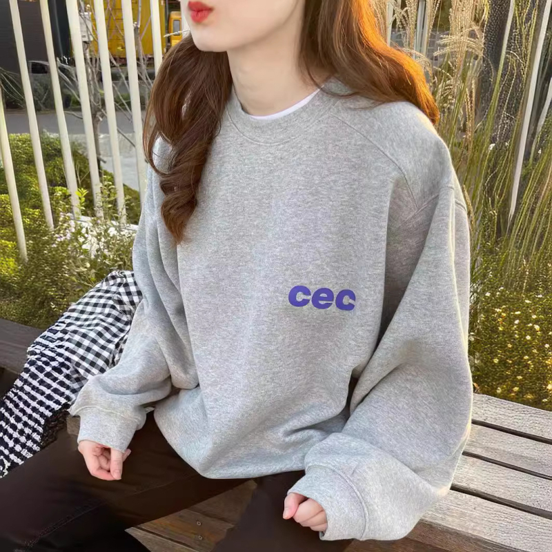 Ženski pamukasti pulover s okruglim izrezom, korejski stil