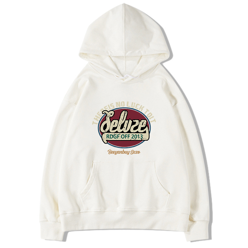 Ženska chenille hoodie s polo ovratnikom, tekstualni uzorak, široki kroj