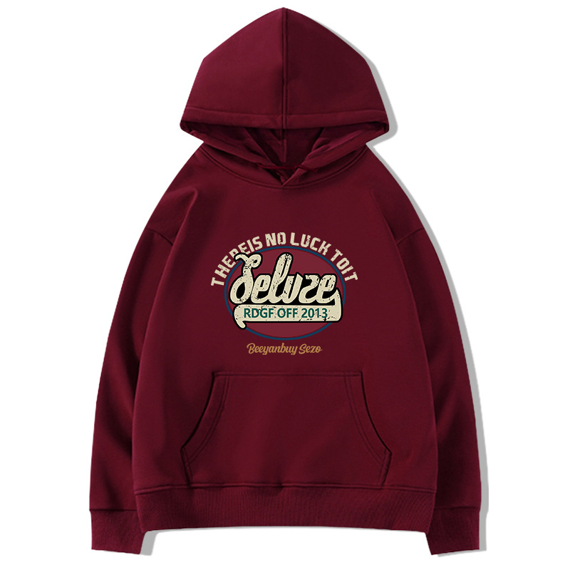 Ženska chenille hoodie s polo ovratnikom, tekstualni uzorak, široki kroj