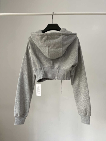 Дамски качулен кардиган с цип, памучно-полиестерова смес, дълги ръкави, дължина 50–65 см