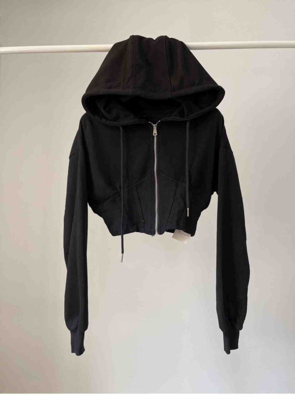 Дамски качулен кардиган с цип, памучно-полиестерова смес, дълги ръкави, дължина 50–65 см