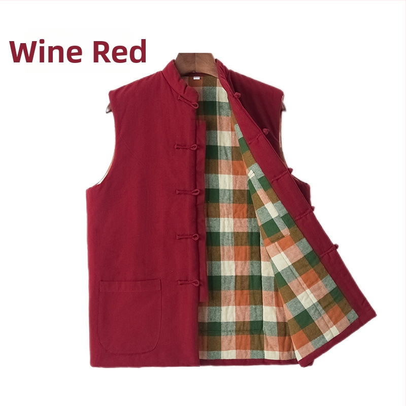 Pamut töltött mellény kínai stílusban, laza szabás, vastag pamut töltet, pamut főanyag