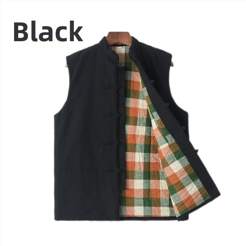 Pamut töltött mellény kínai stílusban, laza szabás, vastag pamut töltet, pamut főanyag