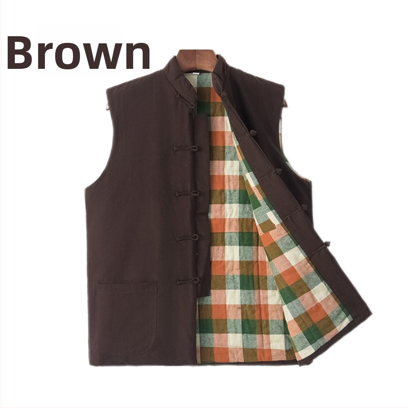 Pamut töltött mellény kínai stílusban, laza szabás, vastag pamut töltet, pamut főanyag