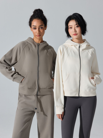 Дамски суитшърт с цип, дълги ръкави, свободна кройка, дължина до талия, памук-полиестер смесена тъкан, запазва топлината