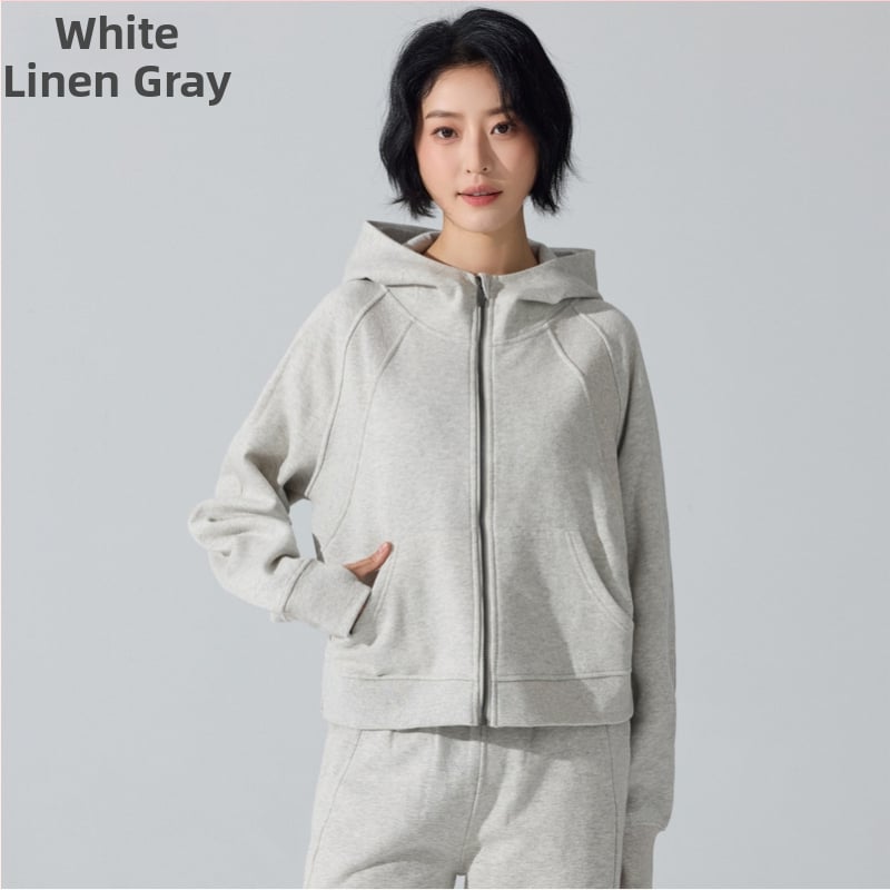 Дамски суитшърт с цип, дълги ръкави, свободна кройка, дължина до талия, памук-полиестер смесена тъкан, запазва топлината