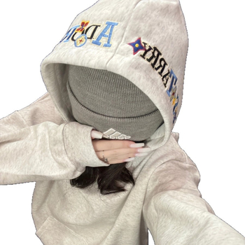 Hoodie u američkom stilu, s velikim slovima izvezenim natpisom, za žene, jesen-zima, širok kroj