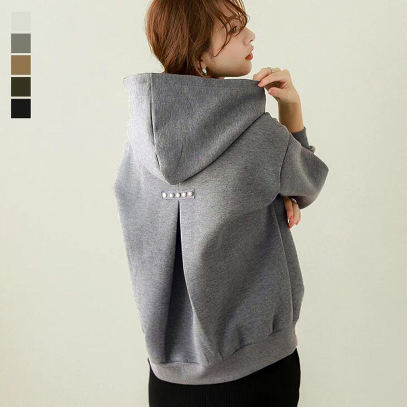 Ženski hoodie pulover, slobodan kroj, dugi rukavi, šavni detalji
