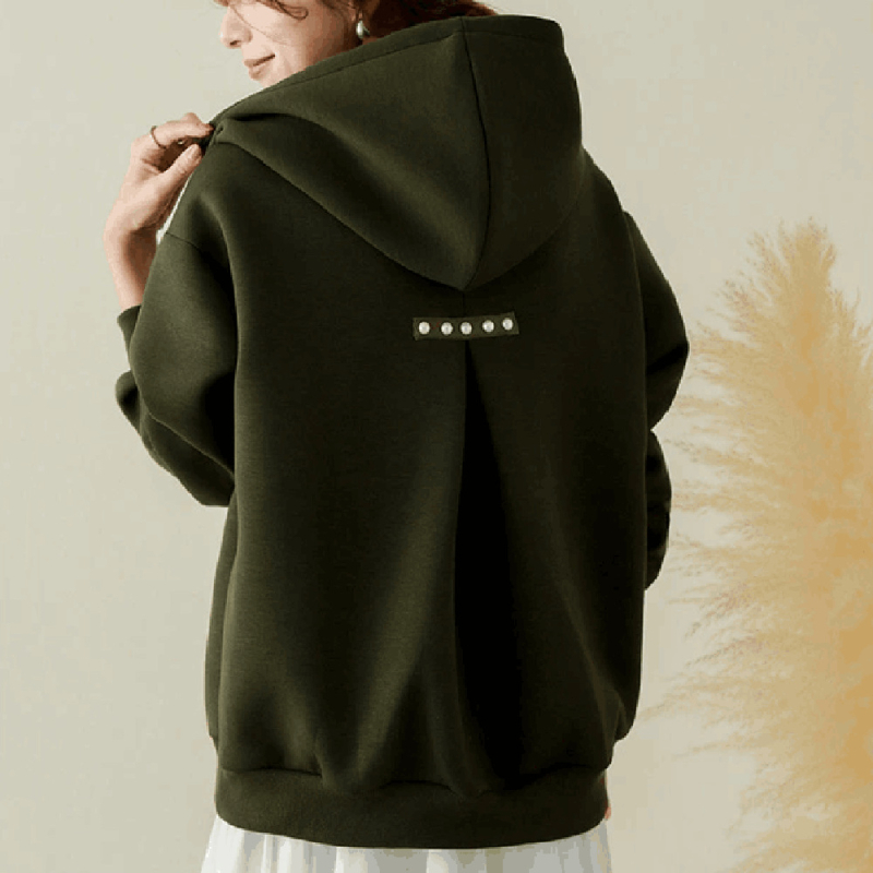 Ženski hoodie pulover, slobodan kroj, dugi rukavi, šavni detalji