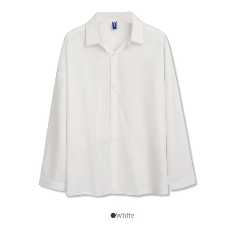 Риза - модерен корейски стил, дълъг ръкав, свободна кройка, безгладна материя, бродиран логотип