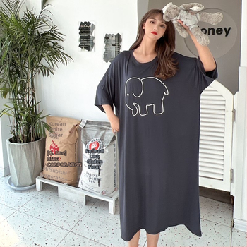 Νυχτικό από Modal με στρογγυλό λαιμόκοψη, 3/4 μανίκια και μακριά φούστα — διαπνέον, άνετο οικιακό ρούχο, κατάλληλο και για εξωτερική χρήση