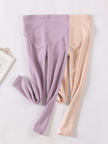 Pantaloni de maternitate căptuți cu fleece, groși și calzi, cu suport reglabil pentru burtă, material poliester, elasticitate mare, croi lejer