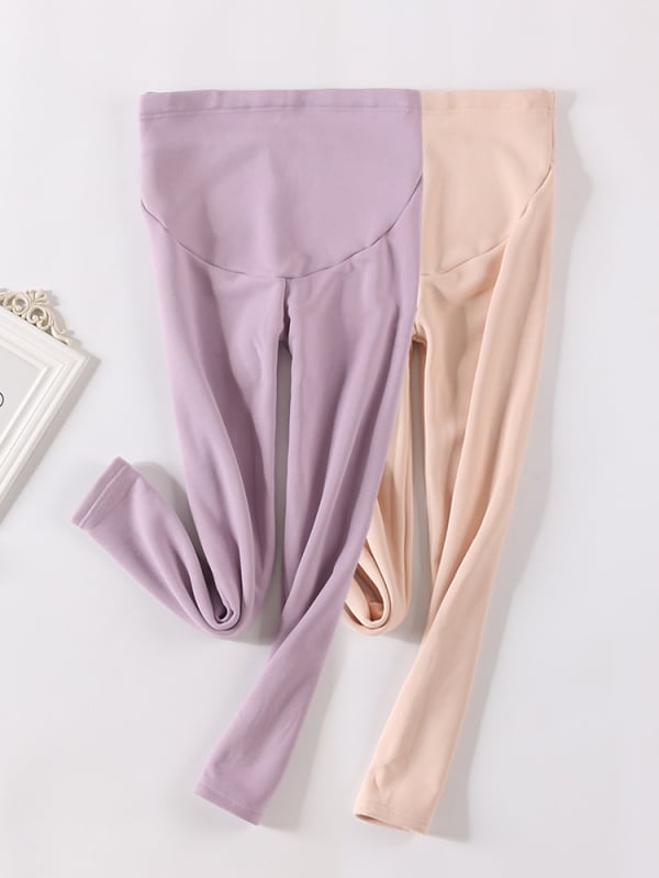 Pantaloni de maternitate căptuți cu fleece, groși și calzi, cu suport reglabil pentru burtă, material poliester, elasticitate mare, croi lejer