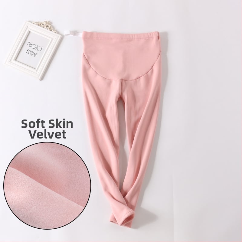 Pantaloni de maternitate căptuți cu fleece, groși și calzi, cu suport reglabil pentru burtă, material poliester, elasticitate mare, croi lejer