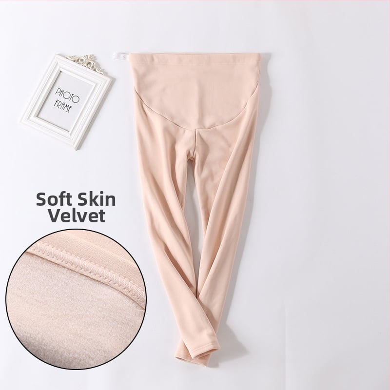 Pantaloni de maternitate căptuți cu fleece, groși și calzi, cu suport reglabil pentru burtă, material poliester, elasticitate mare, croi lejer