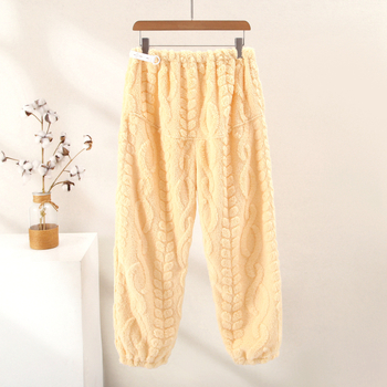 Pantaloni de casă pentru gravidă toamnă iarnă, croială lejeră, talie medie, susținerea abdomenului, țesătură flanel poliester 95%+