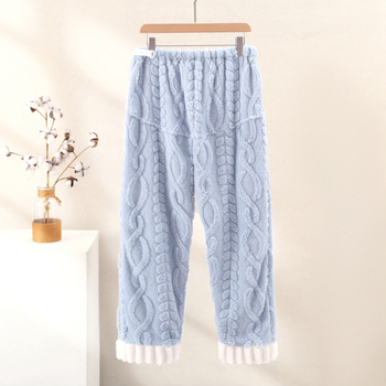 Pantaloni de casă pentru gravidă toamnă iarnă, croială lejeră, talie medie, susținerea abdomenului, țesătură flanel poliester 95%+