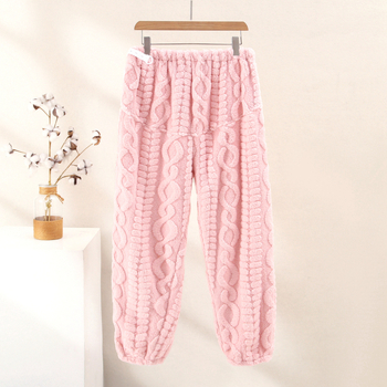 Pantaloni de casă pentru gravidă toamnă iarnă, croială lejeră, talie medie, susținerea abdomenului, țesătură flanel poliester 95%+