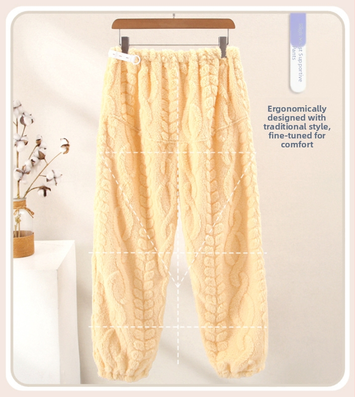 Pantaloni de casă pentru gravidă toamnă iarnă, croială lejeră, talie medie, susținerea abdomenului, țesătură flanel poliester 95%+