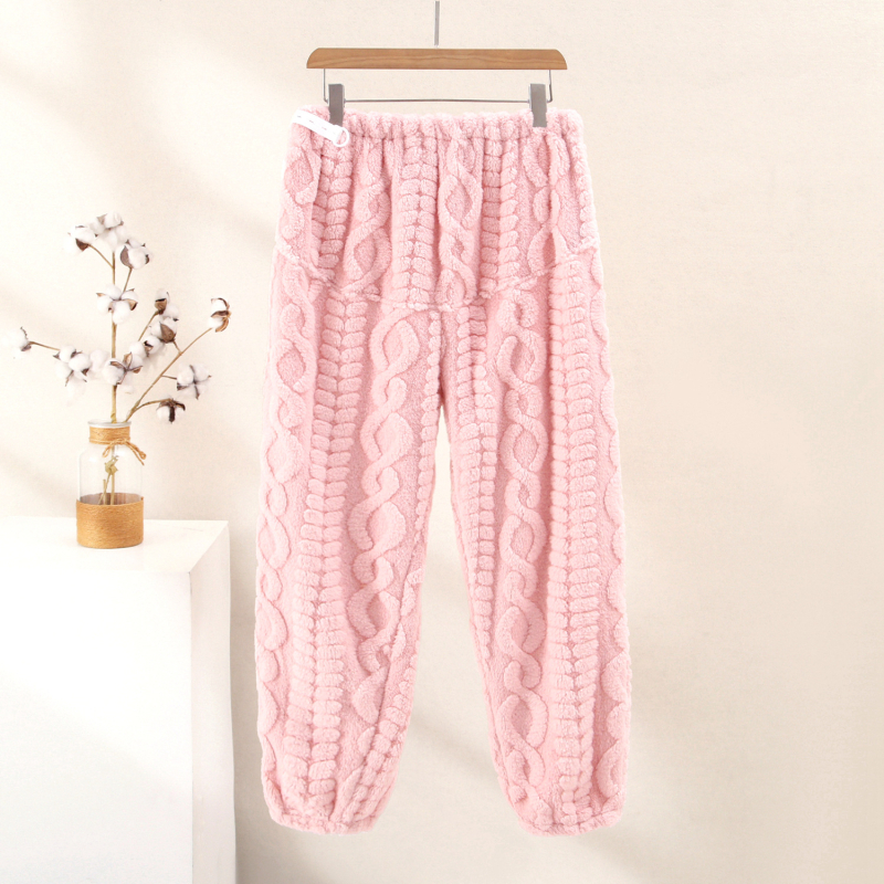 Pantaloni de casă pentru gravidă toamnă iarnă, croială lejeră, talie medie, susținerea abdomenului, țesătură flanel poliester 95%+