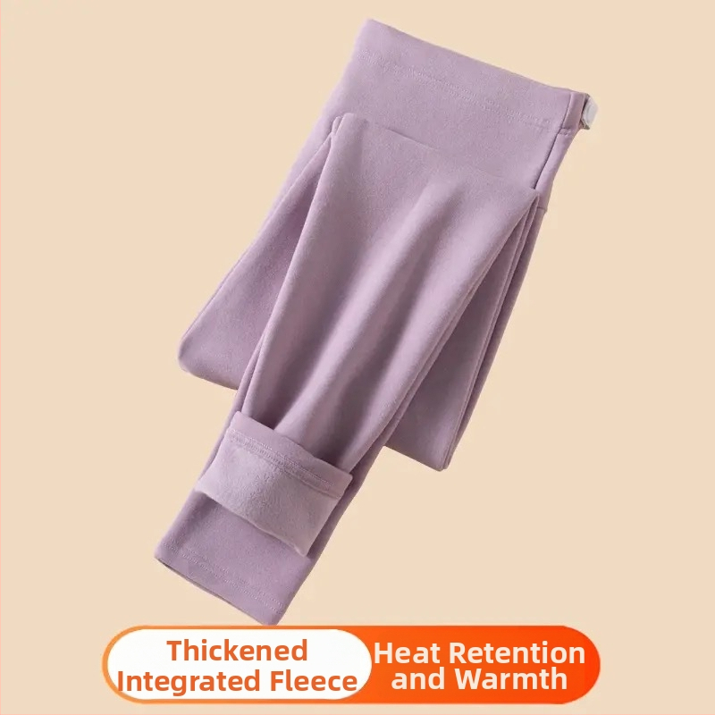 Pantaloni de maternitate cu căptușeală polar, groși, talie înaltă, croială lejeră, pentru toamnă-iarnă