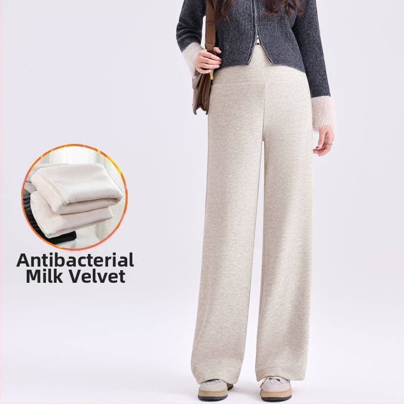 Pantaloni de maternitate cu croială largă și susținere pentru burtă, căptuțiți cu fleece gros pentru iarnă, croială lejeră, înaltă elasticitate, amestec poliester-viscoză