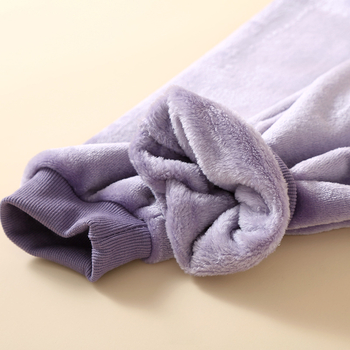 Pantaloni de maternitate pentru dormit, din coral fleece, cu susținere reglabilă a burții, extra groși, croială lejeră, pentru toamnă–iarnă, 95% poliester