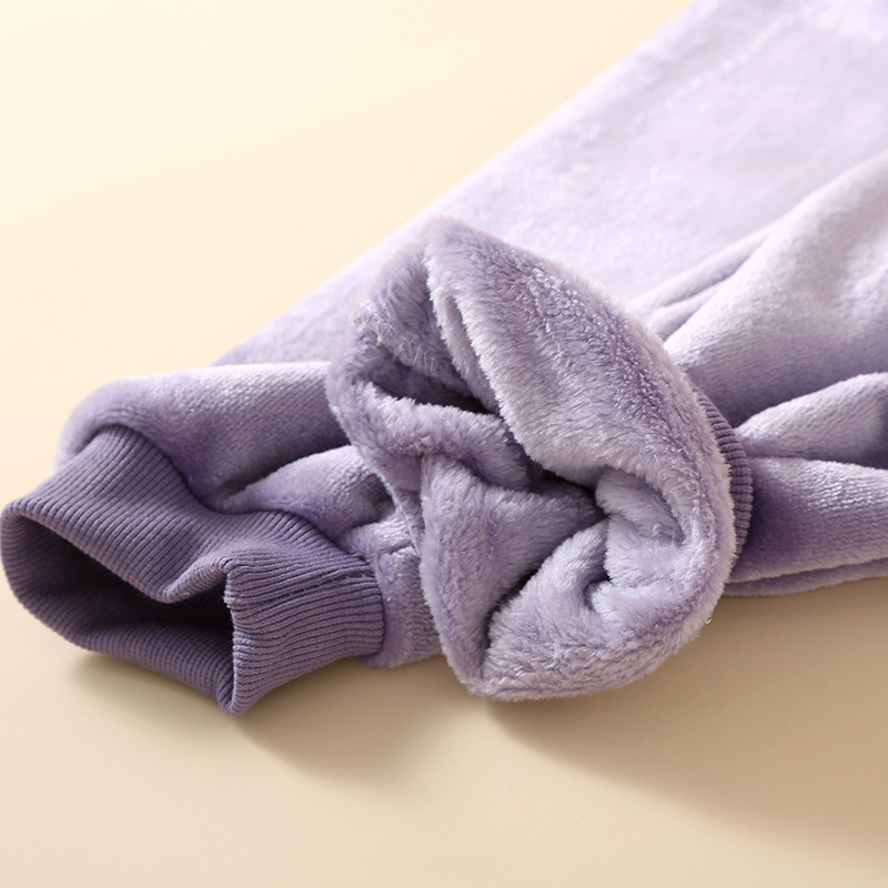 Pantaloni de maternitate pentru dormit, din coral fleece, cu susținere reglabilă a burții, extra groși, croială lejeră, pentru toamnă–iarnă, 95% poliester