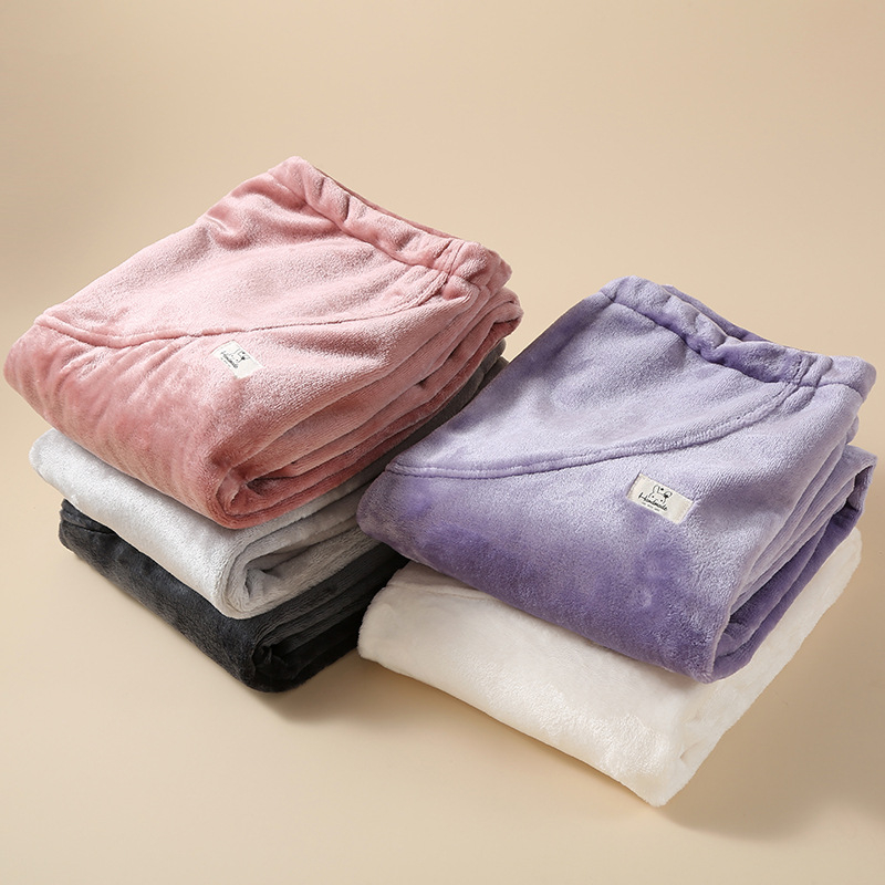 Pantaloni de maternitate pentru dormit, din coral fleece, cu susținere reglabilă a burții, extra groși, croială lejeră, pentru toamnă–iarnă, 95% poliester