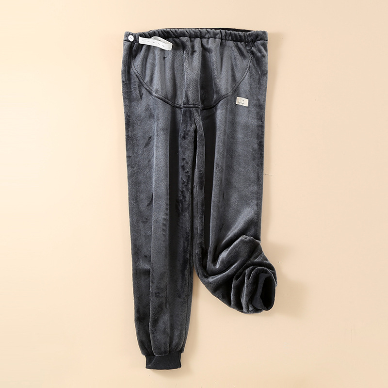 Pantaloni de maternitate pentru dormit, din coral fleece, cu susținere reglabilă a burții, extra groși, croială lejeră, pentru toamnă–iarnă, 95% poliester