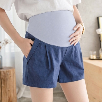 Pantaloni de gravide, 3/4 lungime, subțiri, amestec bumbac-lână, susținere abdominală, croială lejeră, Primăvara 2023