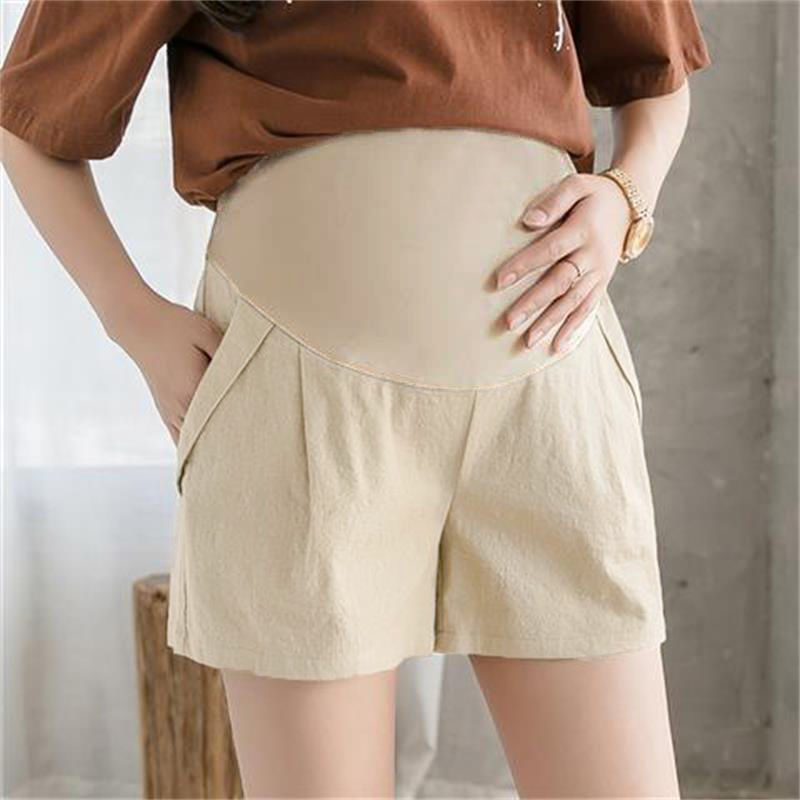 Pantaloni de gravide, 3/4 lungime, subțiri, amestec bumbac-lână, susținere abdominală, croială lejeră, Primăvara 2023