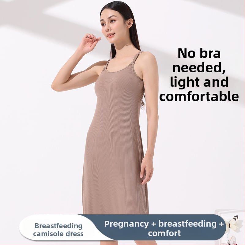 Zīdīšanas kleita ar siksnām un iebūvētu krūšu spilventiņu, viegls neilona audums, plāns materiāls, piemērota vasarai un pavasarim